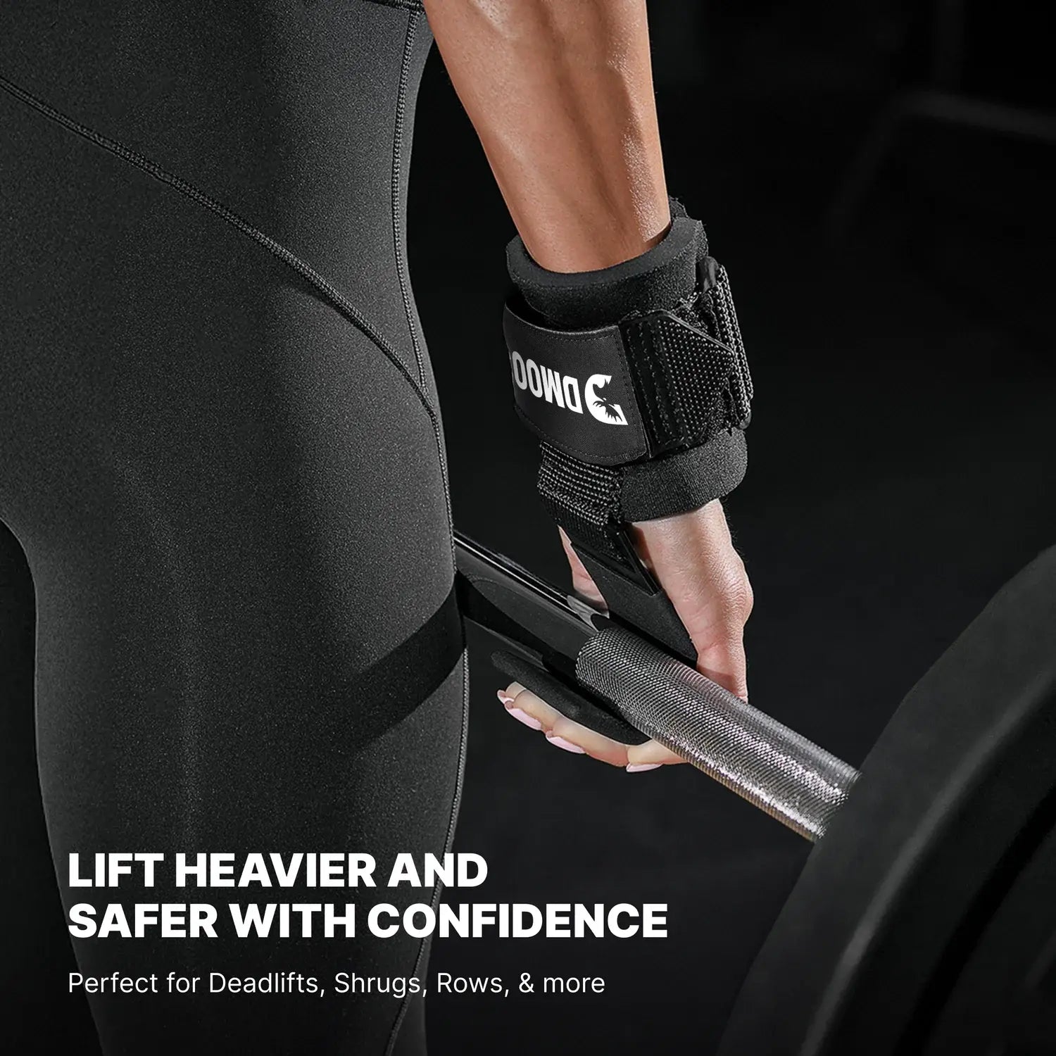 Dmoose Fitness Weight Lifting Hooks (Pair) for Deadlifts, Pull Ups, Rows & Shrugs - Anti-Rip Nylon Strap Hand Grips with Thick Wrist Padding - Heavy Duty Wrist Straps for Weightlifting & Gym Workouts