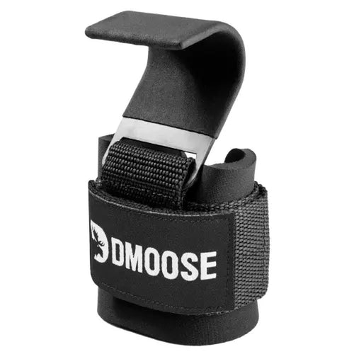 Dmoose Fitness Weight Lifting Hooks (Pair) for Deadlifts, Pull Ups, Rows & Shrugs - Anti-Rip Nylon Strap Hand Grips with Thick Wrist Padding - Heavy Duty Wrist Straps for Weightlifting & Gym Workouts